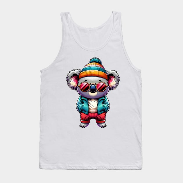 Stylish Koala in Winter Gear Design Tank Top by LSanchezArt